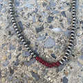 Tiny Maroon and Faux Navajo 16" Choker Necklace