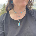 Triple Strand Faux Navajo, Chain Bar & Turquoise Necklace