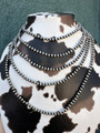 20" 6mm Sterling Silver Navajo Pearl Style Beaded Necklace