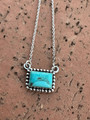Handmade Sterling Silver Kingman Turquoise Perfect Bar Necklace