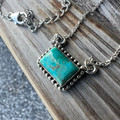Handmade Sterling Silver Kingman Turquoise Perfect Bar Necklace