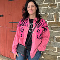 Savanna Jane Women's Pink Aztec Jean Jacket