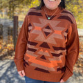 Women's Savanna Jane Rust Aztec Plus Size Sweater