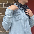 Hooey Ladies Chambray Denim Long Sleeve Snap Down Shirt HT1678DE