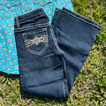 Rock & Roll Girl's Dark Wash Pleather Embroidered Bootcut Jeans BG4MD07397