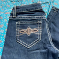 Rock & Roll Girl's Dark Wash Pleather Embroidered Boot Cut Jean