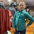 Panhandle Girl's Turquoise Long Sleeve Snap Shirt RGN2S07107