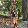 Rock & Roll Ladies Olive Sweater Dress with Aztec Sleeves BWD2R06983