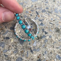 Turquoise Stone Textured Hoop Earrings