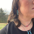Turquoise Stone Textured Hoop Earrings