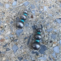 Faux Navajo Pearl and Turquoise Small Drop Earrings
