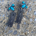 Turquoise Post & Boot Stitch Bar Earrings