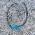 Faux Navajo Pearl and Turquoise Rondelle Bead Choker