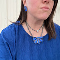 Faux Navajo and Blue Stone Cluster Necklace & Earring Set
