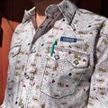Panhandle Men's White Cards Long Sleeve Fancy Snap Shirt RMN6S07104