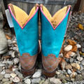Tin Haul Big Kids Twister Turquoise and Pink Square Toe Boots 14-119-0101-5105-BR