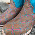 Tin Haul Big Kids Twister Turquoise and Pink Square Toe Boots 14-119-0101-5105-BR