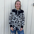 Panhandle Ladies Black Cowprint Long Sleeve Yoked Snap Shirt LWN2S07056