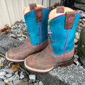 Tin Haul Little Kid's Twister Turquoise and Pink Square Toe Boot 14-018-0101-5105 BR