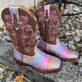 Roper Little Kids Pink Aztec Glitter Square Toe Boot 09-018-1901-3617 PI