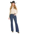 Rock & Roll Ladies Dark Vintage Pin Tuck Flare Jeans BW6HD07886