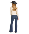 Rock & Roll Ladies Dark Vintage Pin Tuck Flare Jeans BW6HD07886