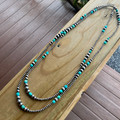 60" Graduated Sterling Silver Pearl & Kingman Turquoise Stone Necklace