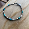 3-5mm Sterling Silver Pearl & Turquoise Bracelet