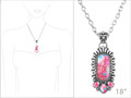 18" Cotton Candy Rectangle and Blossom Pendant Necklace AN5097-SBFU