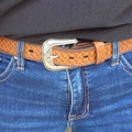 Hooey Men's Hands Up Basketweave Brown Leather Belt