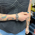 Silver Flower Concho Oval Stretch Bracelet