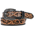 Hooey Cheatam Roughy Tapered Hand-Tooled Filigree Belt