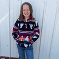 Hooey Youth Black & Burgundy Aztec Fleece Pullover