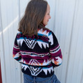 Hooey Youth Black & Burgundy Aztec Fleece Pullover