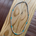 18" 4mm Sterling Silver Pearl & Kingman Turquoise Necklace