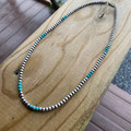20" 4mm Sterling Silver Pearl & Kingman Turquoise Necklace