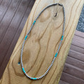 20" 4mm Sterling Silver Pearl & Kingman Turquoise Necklace