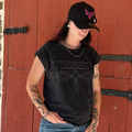 Panhandle Ladies Black Boot Stitch Embroidered Jersey Tee LW21T08439-B