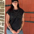 Panhandle Ladies Black Boot Stitch Embroidered Jersey Tee LW21T08439-B