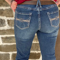Rock & Roll Ladies Two Toned Embroidered Medium Vintage Mid Rise Trouser Jeans