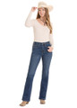Pleather Embroidered High Rise Dark Wash Boot Cut Jeans Rock & Roll Ladies