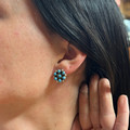 Navajo Handmade Kingman Turquoise Earrings - Francis Yazzie