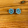 Navajo Handmade Kingman Turquoise Earrings - Francis Yazzie