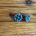 Navajo Handmade Kingman Turquoise Earrings - Francis Yazzie