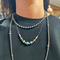 Handstrung Sterling Silver Sonoran Turquoise Necklace