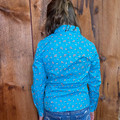 Panhandle Girl's Turquoise Print Long Sleeve Snap Shirt