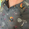 Rock & Roll Men's Space Cowboy Printed Charcoal Polo Shirt BM51T08349