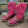 Roper Toddler Pink Glitter Aztec Boot
