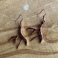 Gold Deer Antler Dangle Earrings
