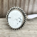 Navajo Handmade White Buffalo Adjustable Ring - Judith Dixon